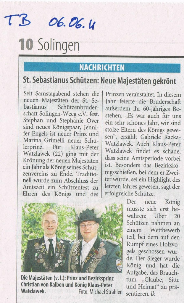 Solinger Tageblatt vom 06.06.2011