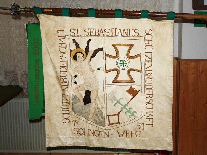 Vereinsfahne der St. Sebastianus Schützenbruderschaft Solingen-Weeg